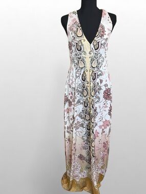 Fresh of LA Boho Paisley Maxi Dress Sleeveless V Neck Flowy Festival